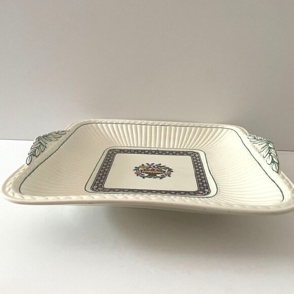 Wedgwood Vintage Trentham Red Square Flower Urn Handled Cake Plate England 9.5" - Picture 6 of 10